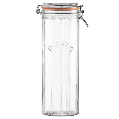 KILNER Storage Jar 2.2L Facetted Glass Clip Top Lid Pasta Spaghetti Airtight Container