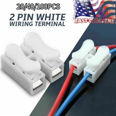 10-100PCS White 2P Quick Splice Lock Wire Terminals Electrical Connectors CH2