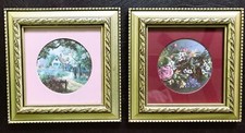 2 Intricate Gold Framed Matted Floral Art Prints Size 6.75"