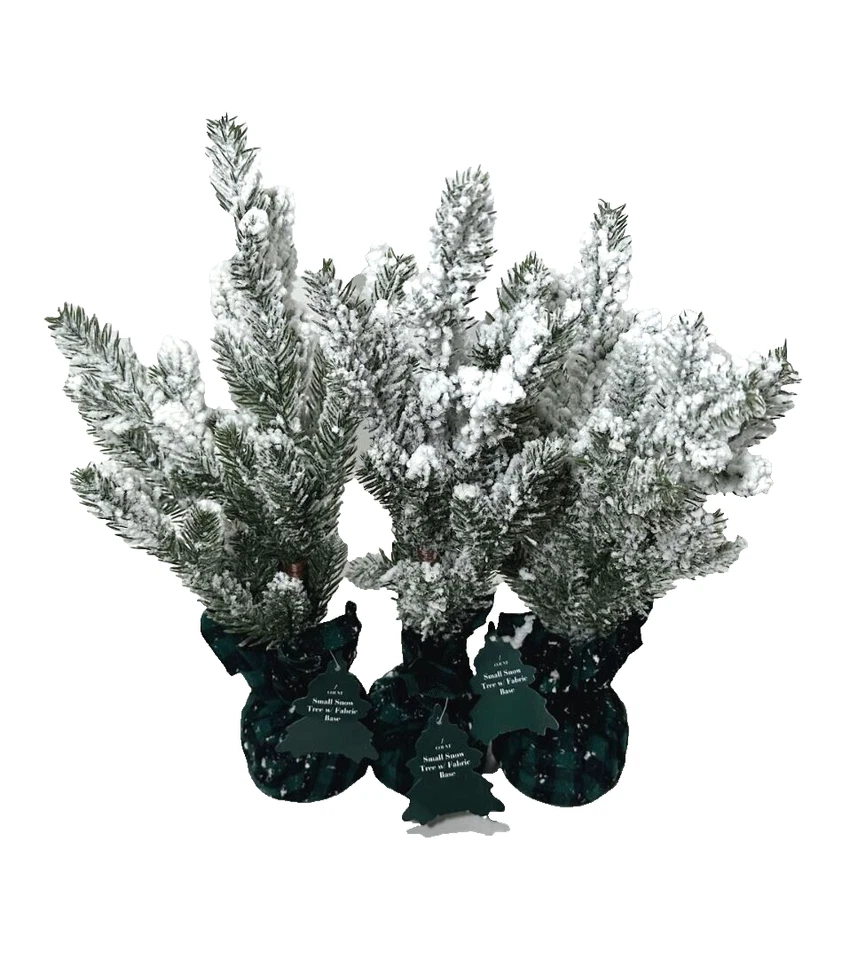 15 inch Tabletop Artificial Mini Christmas Pine Tree Snow Fabric Base (3Pk) - Image 3 of 3