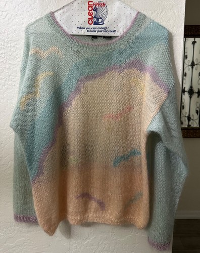 Vintage Jeanne Pierre Mohair Blend Sweater Pastel Design Size Large
