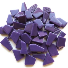 Royal Purple Odd Cut Shaped Glass Mosaic Tiles - 25 Tiles - Sizes 3/8 to 1 inch