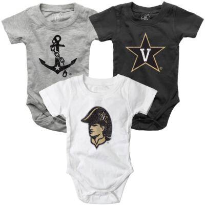 Infant Vanderbilt University Vandy Bodysuits 3 Pack Organic Cotton Set