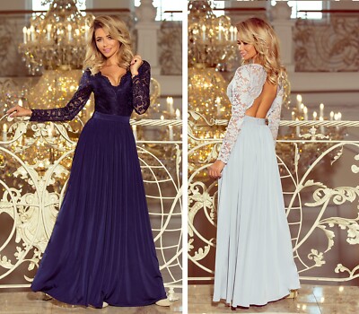 Numoco Kleid MADLEN Abendkleid Rücken-Ausschnitt Spitze figurbetont Ärmel