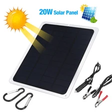 20W Solar Panel Kit 12V Trickle Charge Battery Charger Maintainer Marine RV Car