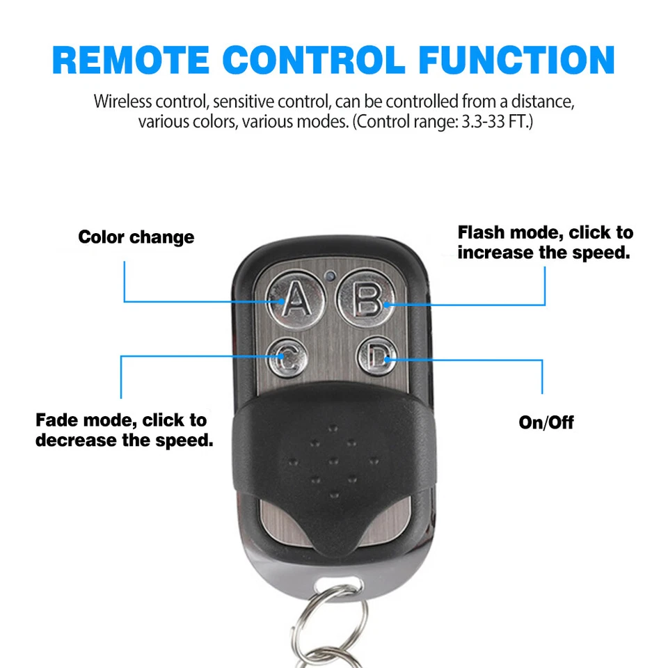 Kit de 1 Tira 120LEDs Luz Moto Tira Luces LED SMD 5050 RGB Control Remoto EE. UU. M Foto 3 de 4