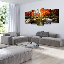 Kreative Arts - Stampa GicléE Su Tela Moderna Con Cascate Della Foresta Autunnale, 5 Pezzi, Opera D'arte Su Tela, Dipinti Su Tela, Da Parete Per Soggiorno (Grandi Dimensioni 152,4 X 81,3 Cm) - 4