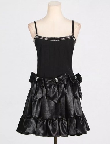 Vestido Elegante Mini Dress Negro Corto Raso 28652 - Imagen 2 de 8