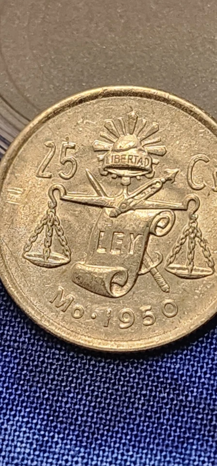 Moneda de Plata México Años 50 25 Centavos Libertad Moneda Extranjera Dinero Centavos C Foto 4 de 4