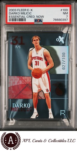 2003 Fleer E-X #100 Darko Milicic Essential Cred Now /100 PSA 7 - Picture 1 of 2