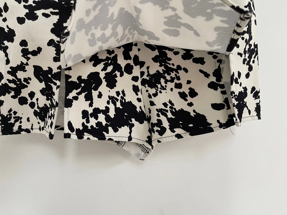 Zara Skort Skirt Shorts Black Cream Smudge Abstract Print S / UK 6 💖 NEW - Image 3 of 4