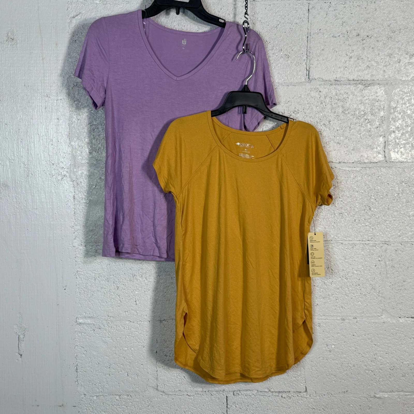Ideology active short sleeve t-shirt set of 2 purple/yellow XS