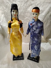 Vintage “Made in Viet-Nam” Traditional Vietnamese Woman And Man Doll – 16 inches