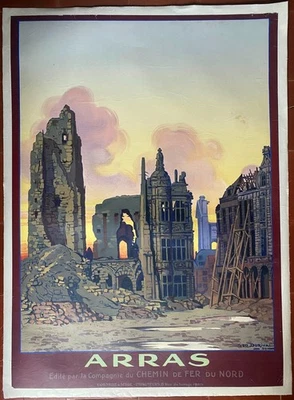 Affiche ARRAS Chemins de Fer du Nord SNCF Geo Dorival WWI Guerre 75x104cm 1920 - Photo 1/4