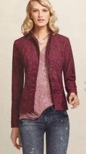 Cabi Frolic Blazer Jacket Lace Overlay Plumberry Sz. 6