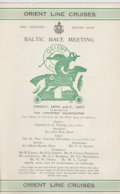 ORIENT LINE - S.S.ORONTES - BALTIC RACE MEETING' PASSENGER PROGRAMME CARD + - Image 1 of 2