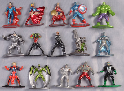 DC Marvel Hero's  Nano Metalfigs 100% Die-Cast Metal Figures JADA TOYS Lot of 15