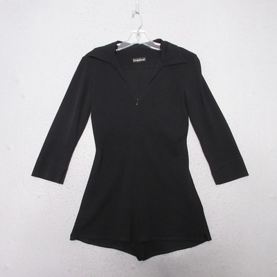 #ad BEBE Romper Hot Pants Black Club Wear Y2K Zipper 1.5quot; Inseam Festival Retro Boho $20.59