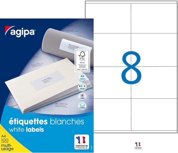 Agipa Universal-Etiketten 105 X 72 Mm Weiß Rechteckig 800 Etiketten-image