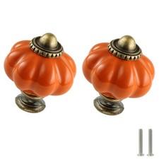 Orange Pumpkin Knobs 12 Pack Ceramic Cabinet Knobs Vintage Drawer Pulls - Ant...
