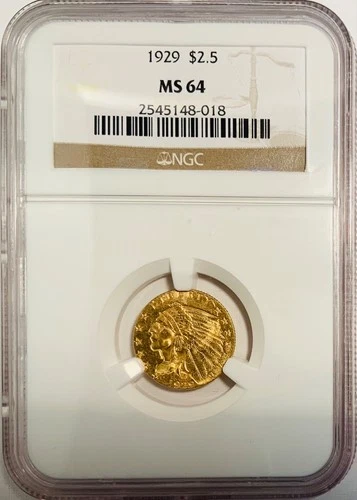 1929 $2.5 Gold Indian Head Quarter Eagle NGC MS64