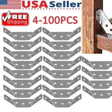 4-100 PCS Stainless Steel Corner Brace Bracket L Shape Furniture Repair Kit US