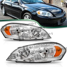 Chrome Amber Headlights For 2006-2013 Chevy Impala 06 07 Monte Carlo Headlamps