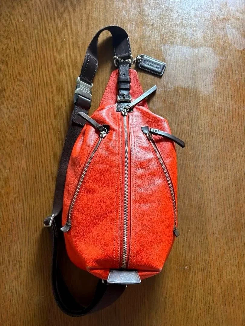 バッグ COACH Orange Canvas Leather Messenger Coach Orange Men's Messenger Bags for sale | eBay
