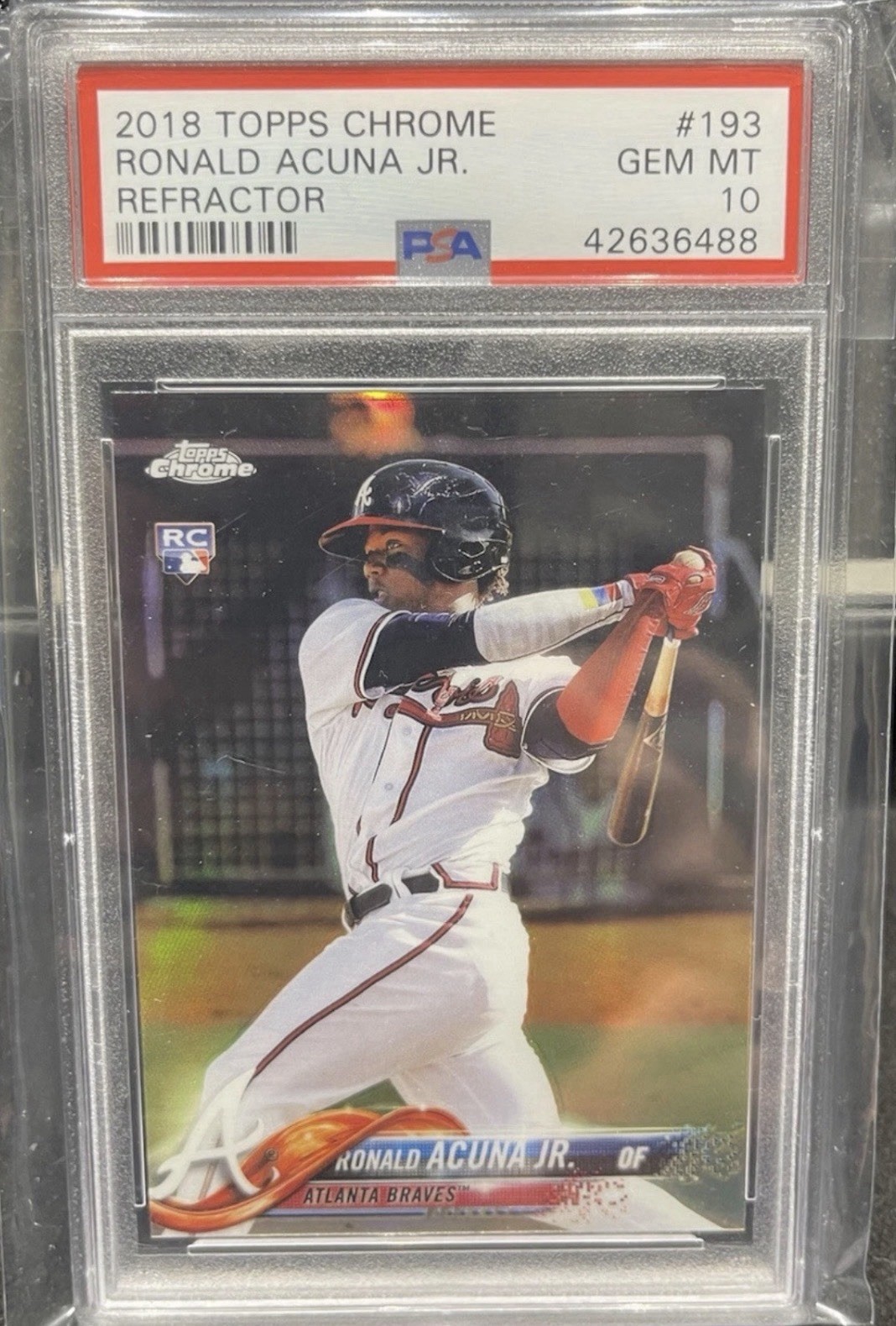 2018 Topps Chrome Ronald Acuna Jr. RC Refractor Rookie #193 Braves PSA 10