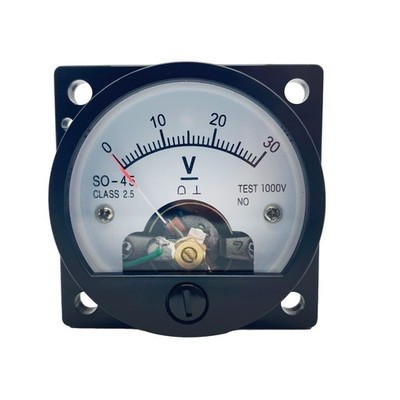 SO45 DC 030V Analog Dial Panel Voltmeter Gauge Round Current Meter 1 PC