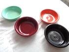Four Classic Edge Fiesta Seven Inch Bowls-Meadow, Persimmon, Burgundy, Black