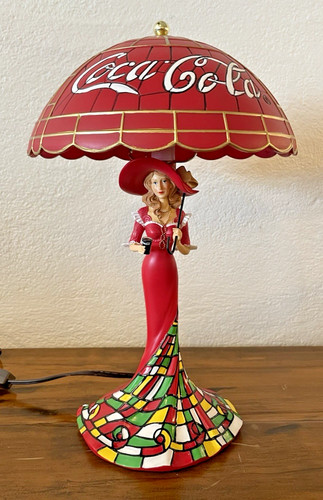 Coca Cola Tiffany Style Lady Lamp Bradford Exchange Limited Edition w/ COA Works