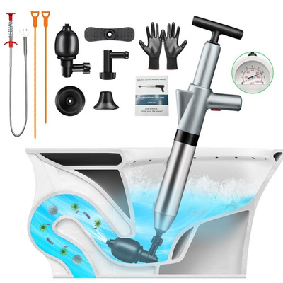 #ad High Pressure Toilet Plunger Toilet Snake Air Drain Blaster with Real Time ... $40.83