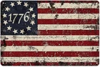 Patriotic 1776 Flag Tin Sign, Vintage American War Wall Decor 8x12 Inch