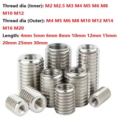 M2-M12 Thread Adapter Threaded Inserts Screw Reducer Adapter A2 Stainless Steel