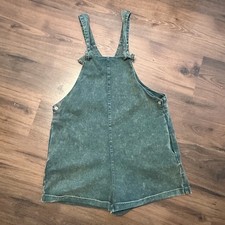 Three Bird Nest Acid Wash Denim Overall Shorts Romper Women's Size Large