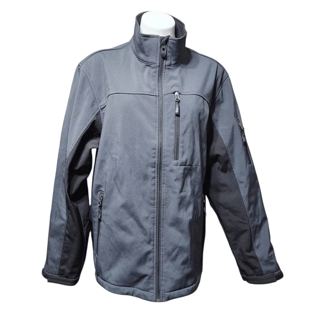 Free Country water resistant jacket gray black zip pockets Large