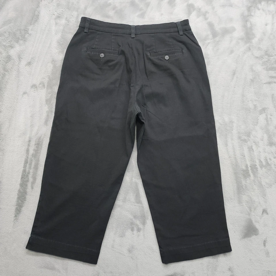 Pantalón Lee para mujer 12 negro tiro alto pierna recta corto capri elástico algodón preppy Foto 2 de 4