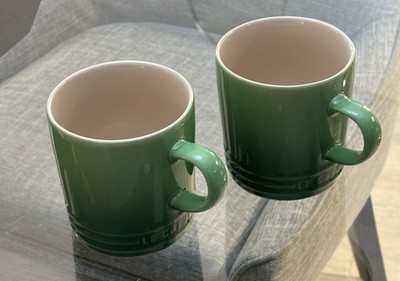 (2) LE CREUSET Coffee Mugs Bamboo Green 12 oz / 350 ml - Second Choix - NWT