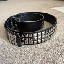 Y2K Studded Belt Black Punk Goth Emo Grunge Silver Pyramid Rivets Unisex