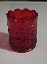 L.G. Wright Wreathed Cherry amber toothpick holder~GLOWS~ SPECIAL 
