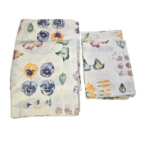 JC Penney's Floral Print Bed Sheet Full Size Set Pillowcases Flat