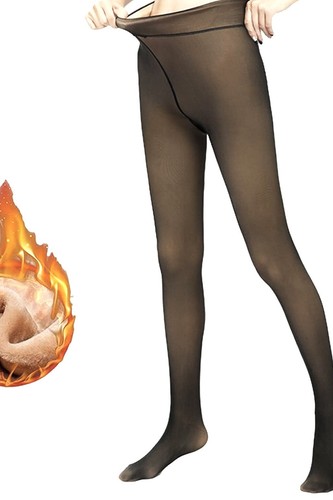 Women's Pantyhose Fake Translucent Warm Fleece Lined Tights Stockings Pants S-M - Picture 14 of 17