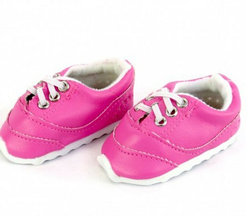18 Zoll Mädchen Puppenkleidung Schuhe Hot Pink Turnschuhe ohne Krawatte amerikanischer Verkäufer - Bild 2 von 2