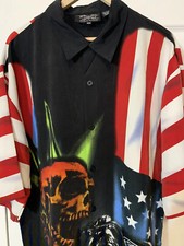 Vtg Dragonfly Men’s Sz XXXL Skull Motorcycle Punk Biker Button American Flag