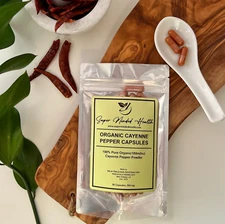 Cayenne Pepper Capsules Organic 180,000 HU Capsicum Annuum 500mg