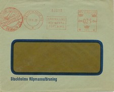 SWEDEN 1932 25 Ö Stockholm meter post as single postage VFU AIRMAIL to BERLIN