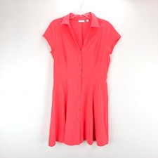 Shirt Dress New York & Company Stretch Womens Large L Faux Button Front Pink 