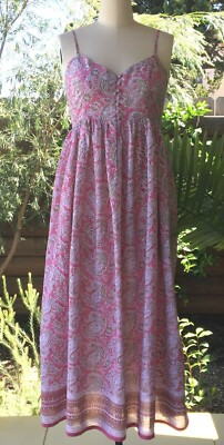 Anokhi Pink Paisley Sundress/Nightie, Ankle Length, 100% Cotton