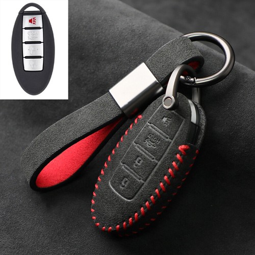 Full Suede Covered Key Fob Remote Protector Holder Cover Case For Infiniti FX35 - Picture 3 of 10
